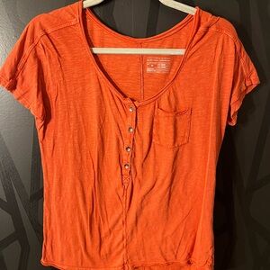 Coral  Button-Up Women's Top